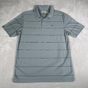 Linksoul Polo Shirt Men Size M Blue Striped Tempus Fugit 100% Luxury Cotton EUC